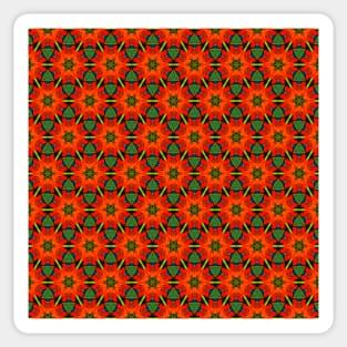 Red poppy floral honeycomb tile pattern Sticker